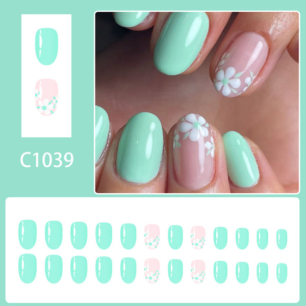 12 Sizes-24 Pcs Press On Nails C1039