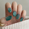 Almond Blue Medium Oval Press on Nails