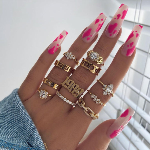12 Sizes-24 Pcs Press On Nails W031