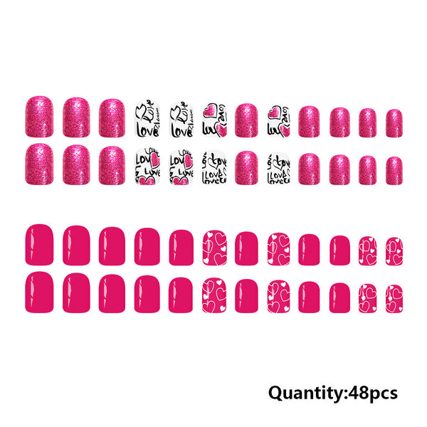48 Pcs Press On Nails Vday-4-48pcs-b
