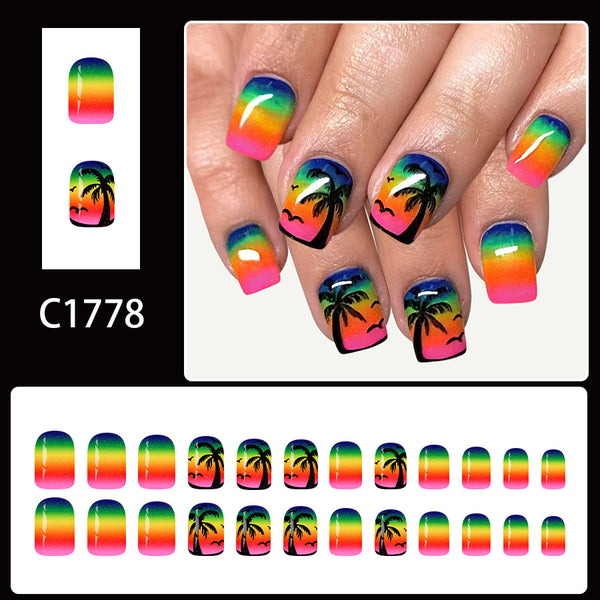 12 Sizes-24 Pcs Press On Nails C1778