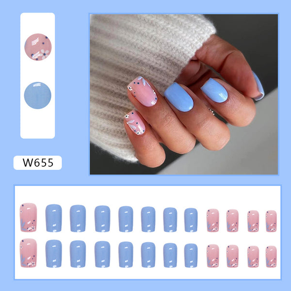 12 Sizes-24 Pcs Press On Nails W655