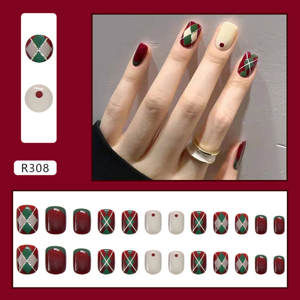 12 Sizes-24 Pcs Press On Nails R308