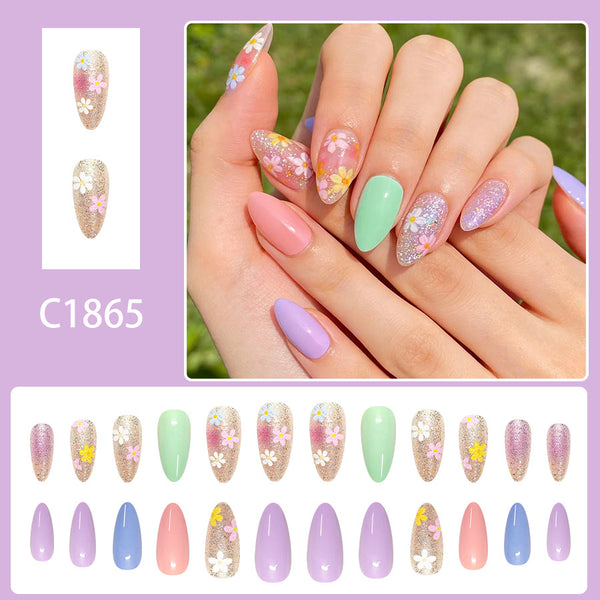 12 Sizes-24 Pcs Press On Nails C1865