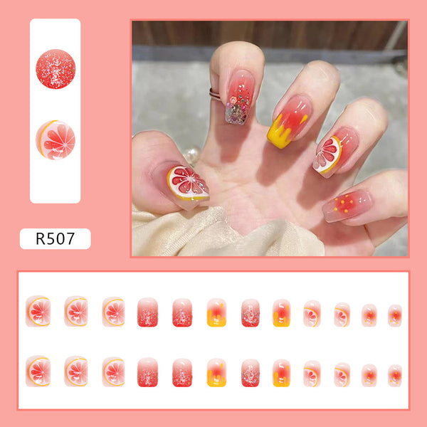 12 Sizes-24 Pcs Press On Nails R507