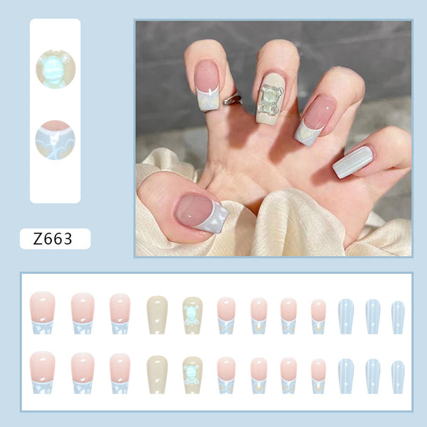 12 Sizes-24 Pcs Press On Nails Z663