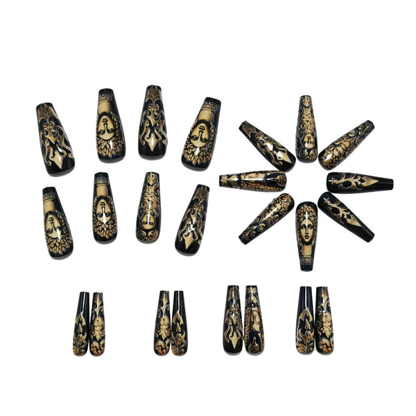 12 Sizes-24 Pcs Press On Nails Y1538