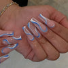 Blue Glossy Long Press on Nails