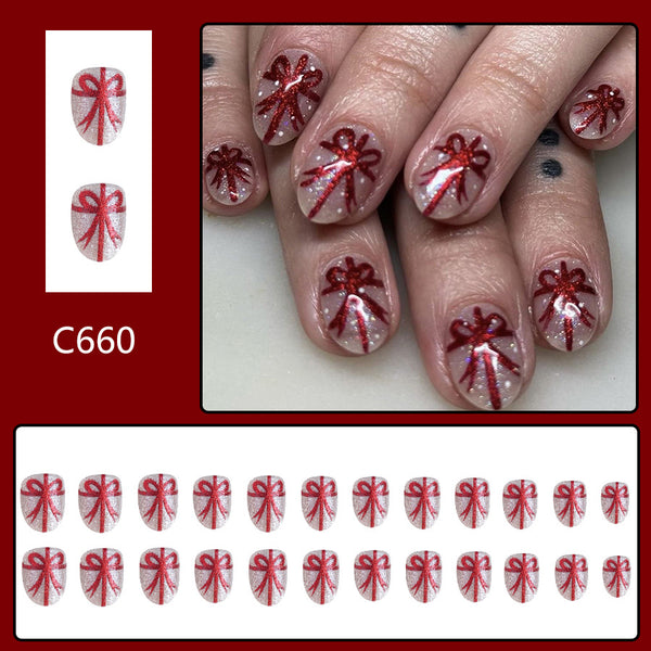 12 Sizes-24 Pcs Press On Nails C660