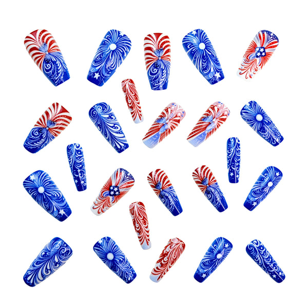 12 Sizes-24 Pcs Press On Nails Y654