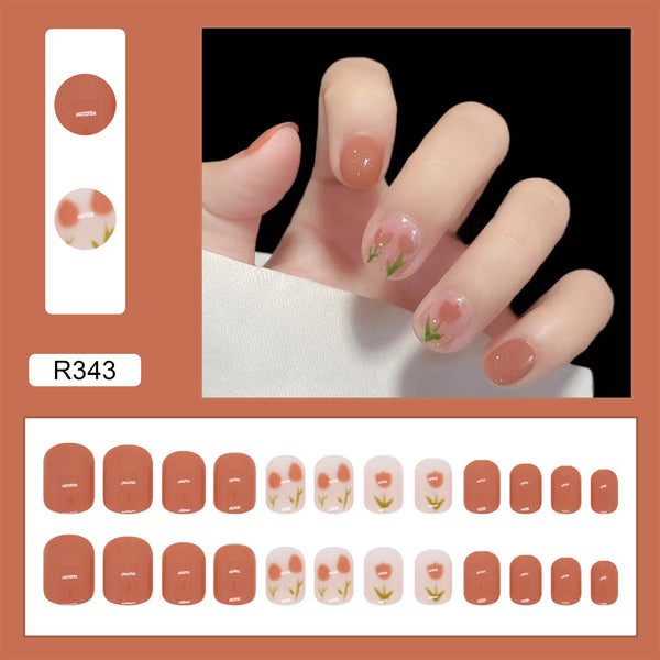 12 Sizes-24 Pcs Press On Nails R343
