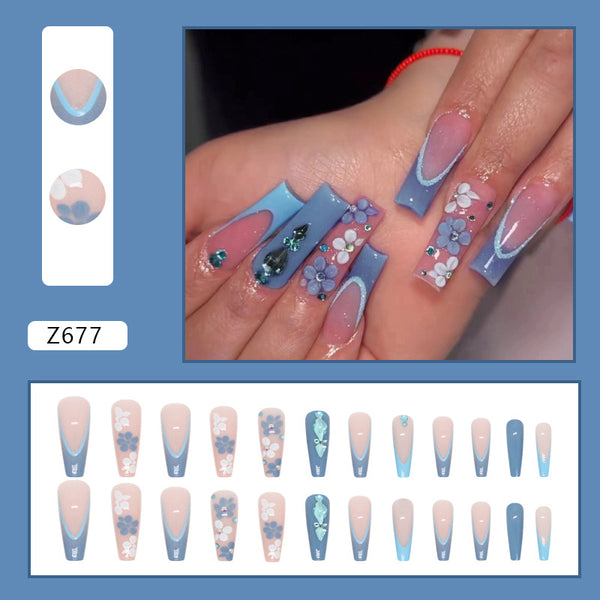 12 Sizes-24 Pcs Press On Nails Z677
