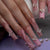 Butterfly Long Pink Square Press on Nails