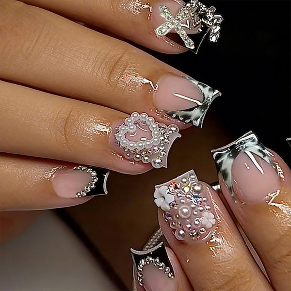 12 Sizes-24 Pcs Press On Nails K217