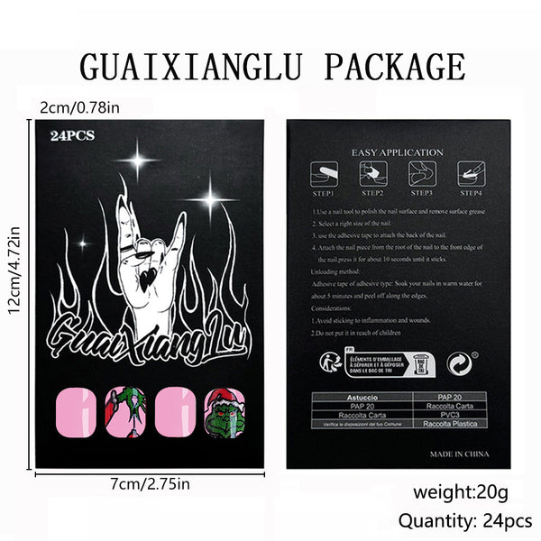12 Sizes-24 Pcs Press On Nails C663