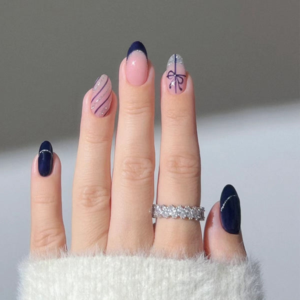 12 Sizes-24 Pcs Press On Nails BZ1417