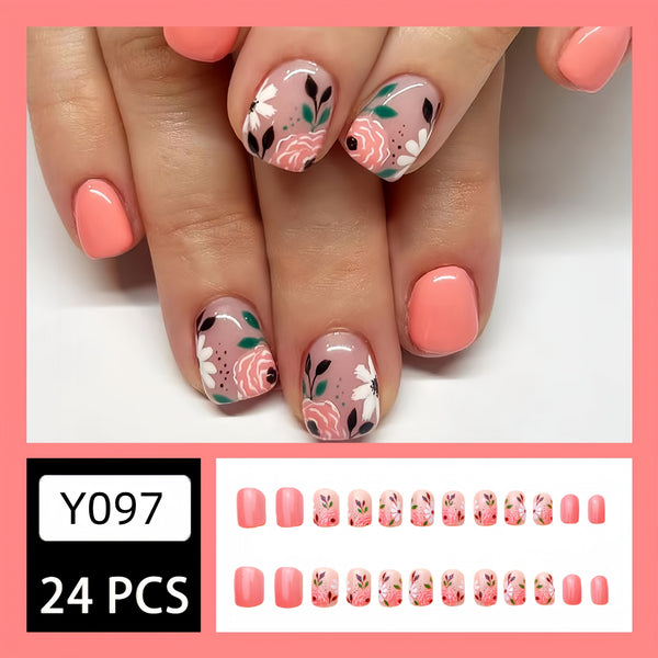 12 Sizes-24 Pcs Press On Nails Y097