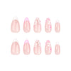 Almond French Glossy Medium Pink Press on Nails