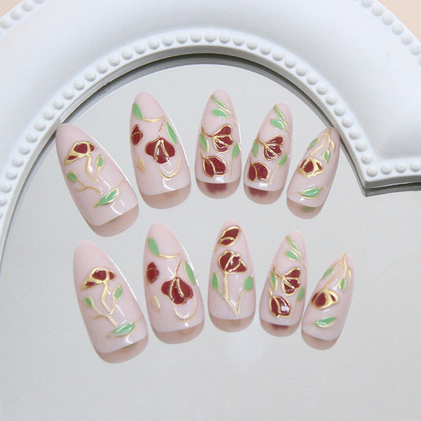 12 Sizes-24 Pcs Press On Nails W1911