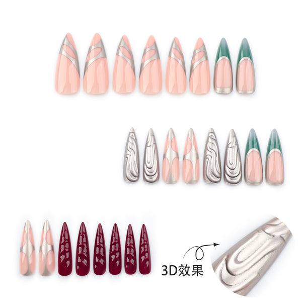 12 Sizes-24 Pcs Press On Nails JP3523