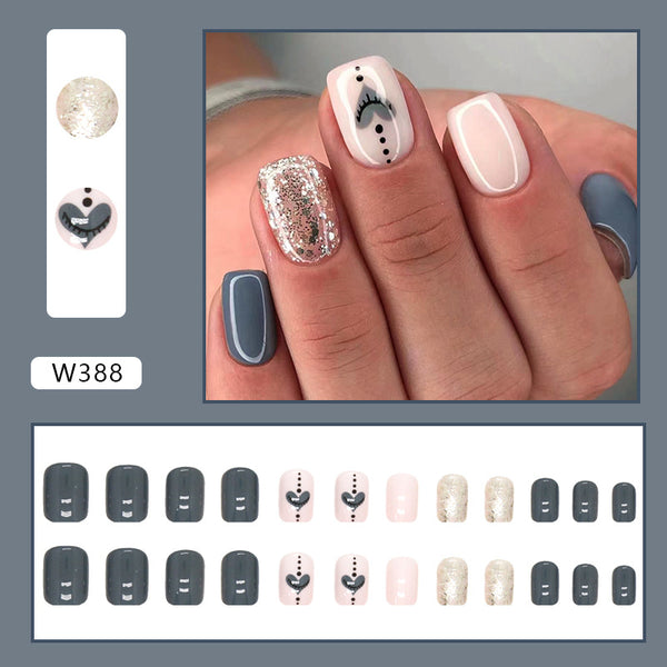 12 Sizes-24 Pcs Press On Nails W388