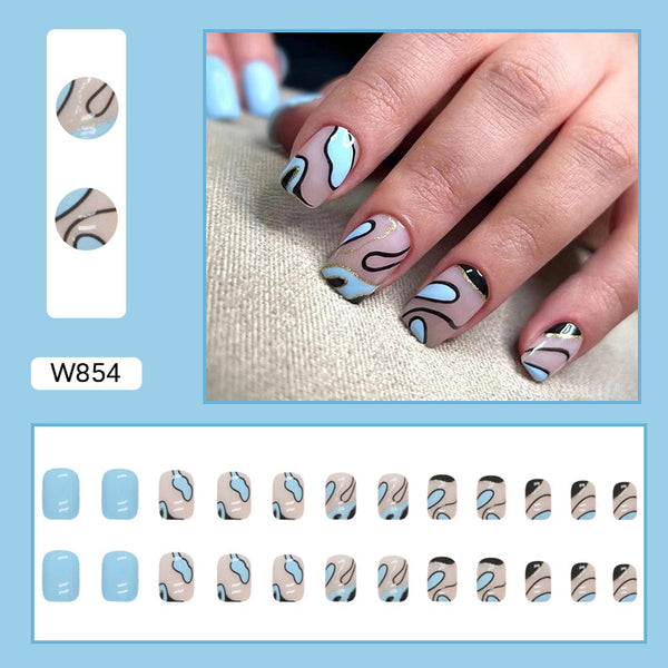 12 Sizes-24 Pcs Press On Nails W854