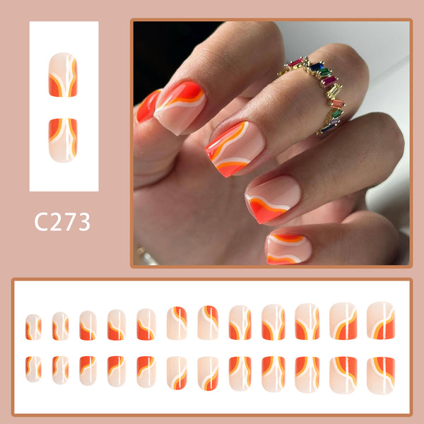 12 Sizes-24 Pcs Press On Nails C103