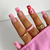 French Glossy Medium Pink Square Press on Nails