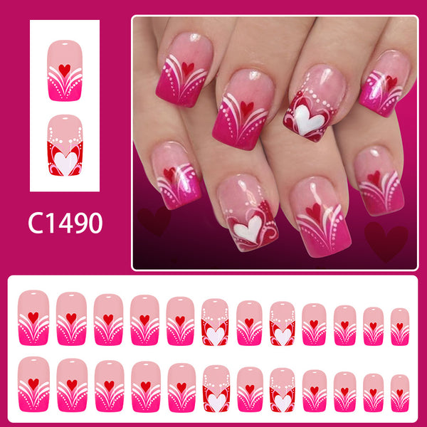 12 Sizes-24 Pcs Press On Nails C1490