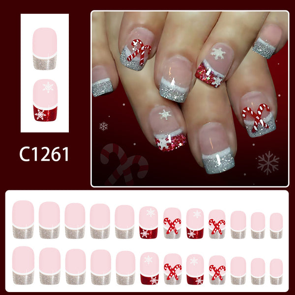 12 Sizes-24 Pcs Press On Nails C1261