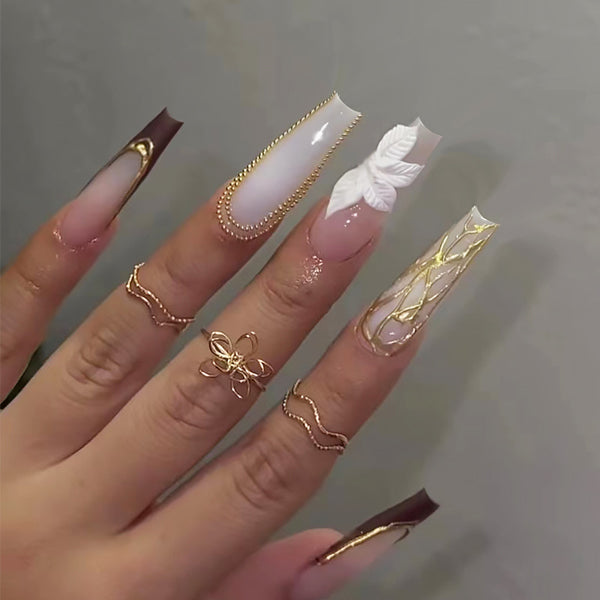 12 Sizes-24 Pcs Press On Nails W1763