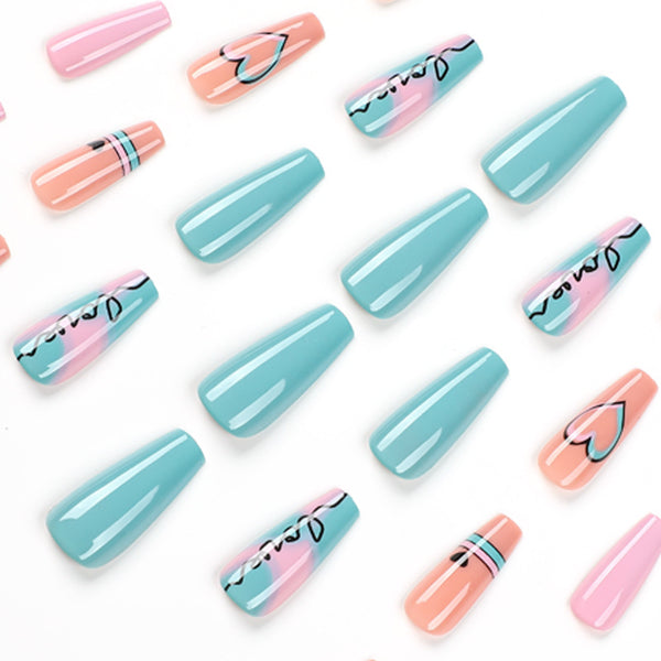 12 Sizes-24 Pcs Press On Nails JP2015