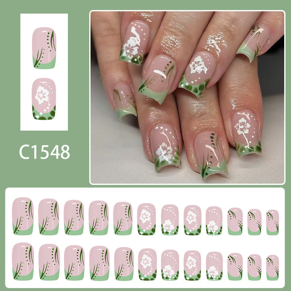 12 Sizes-24 Pcs Press On Nails C1548