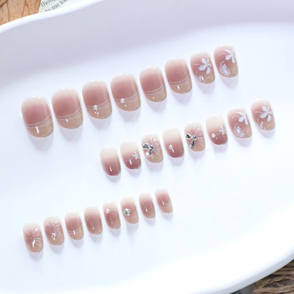 12 Sizes-24 Pcs Press On Nails JL0678