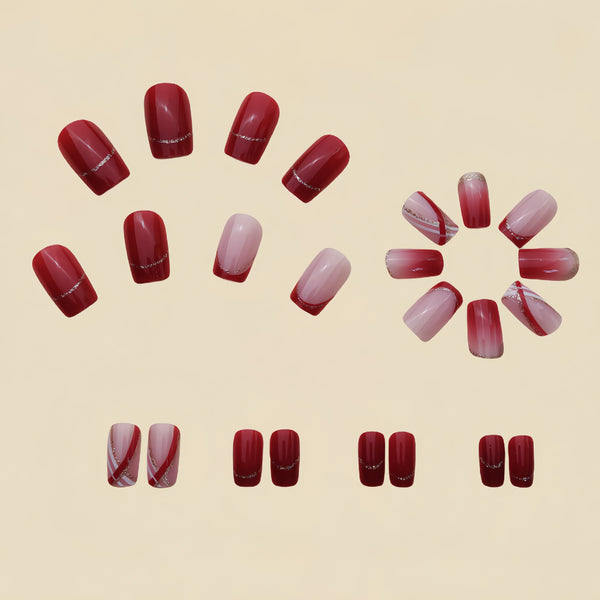 12 Sizes-24 Pcs Press On Nails Y030