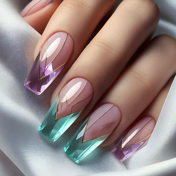 12 Sizes-24 Pcs Press On Nails W1595