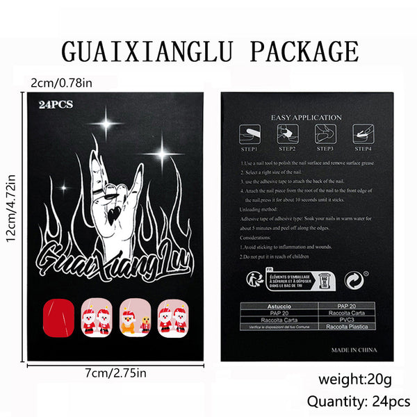 12 Sizes-24 Pcs Press On Nails C712