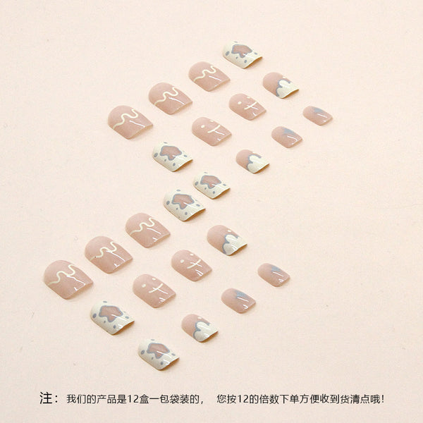 12 Sizes-24 Pcs Press On Nails R757