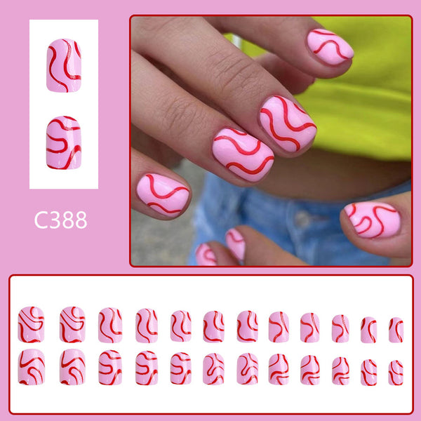 12 Sizes-24 Pcs Press On Nails C388