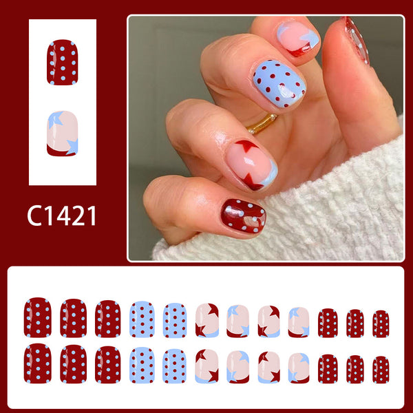 12 Sizes-24 Pcs Press On Nails C1421