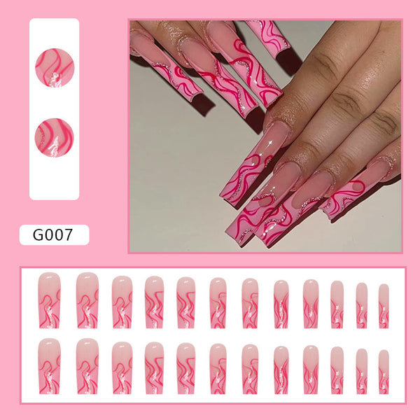 12 Sizes-24 Pcs Press On Nails G007