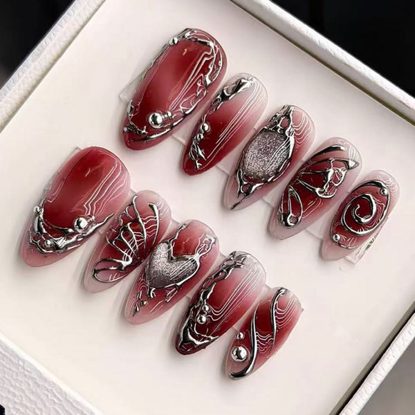 12 Sizes-24 Pcs Press On Nails JP4221