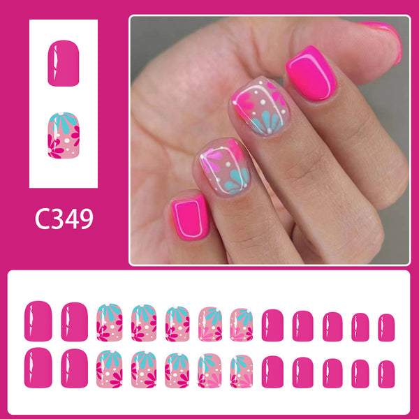 12 Sizes-24 Pcs Press On Nails C349
