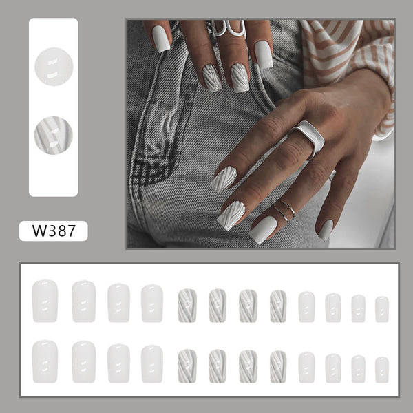 12 Sizes-24 Pcs Press On Nails W387