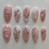 Almond Glossy Medium Pink Press on Nails