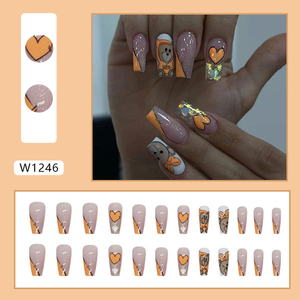 12 Sizes-24 Pcs Press On Nails W1246