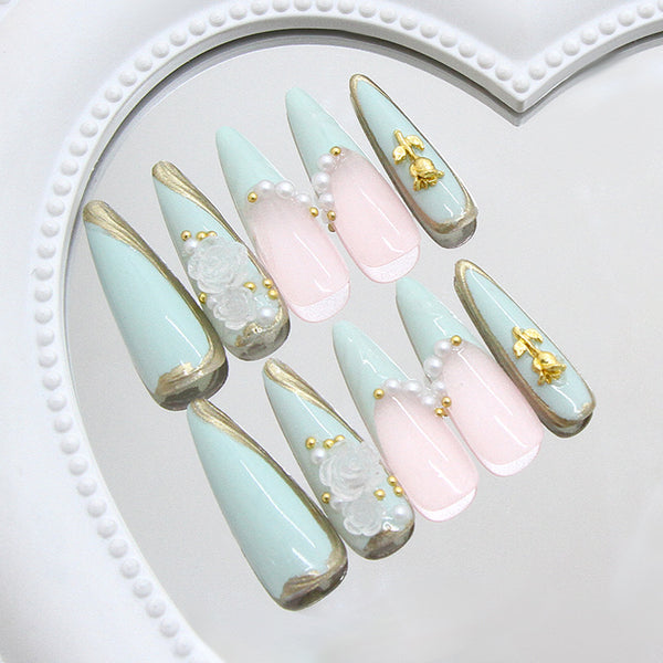 12 Sizes-24 Pcs Press On Nails Z1044