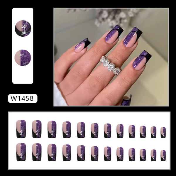 12 Sizes-24 Pcs Press On Nails W1458
