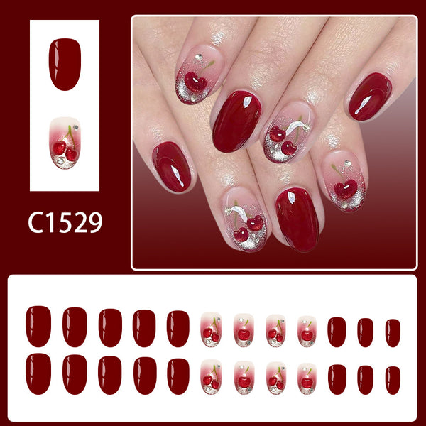 12 Sizes-24 Pcs Press On Nails C1529