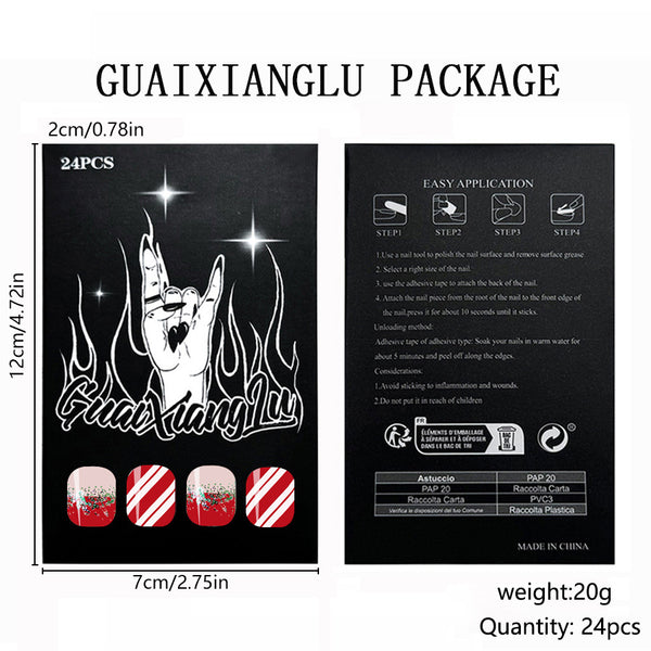 12 Sizes-24 Pcs Press On Nails C685